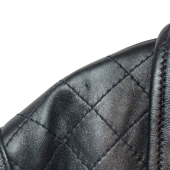 SIENA Black Genuine Leather Jacket Button Down Front Quilted Classic Chic 10 - Picture 4 of 16